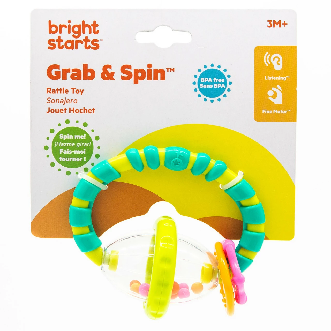 Bright Starts Grab & Spin Rattle And Teether Toy 5 Bright Starts Grab & Spin Rattle And Teether Toy - Image 5
